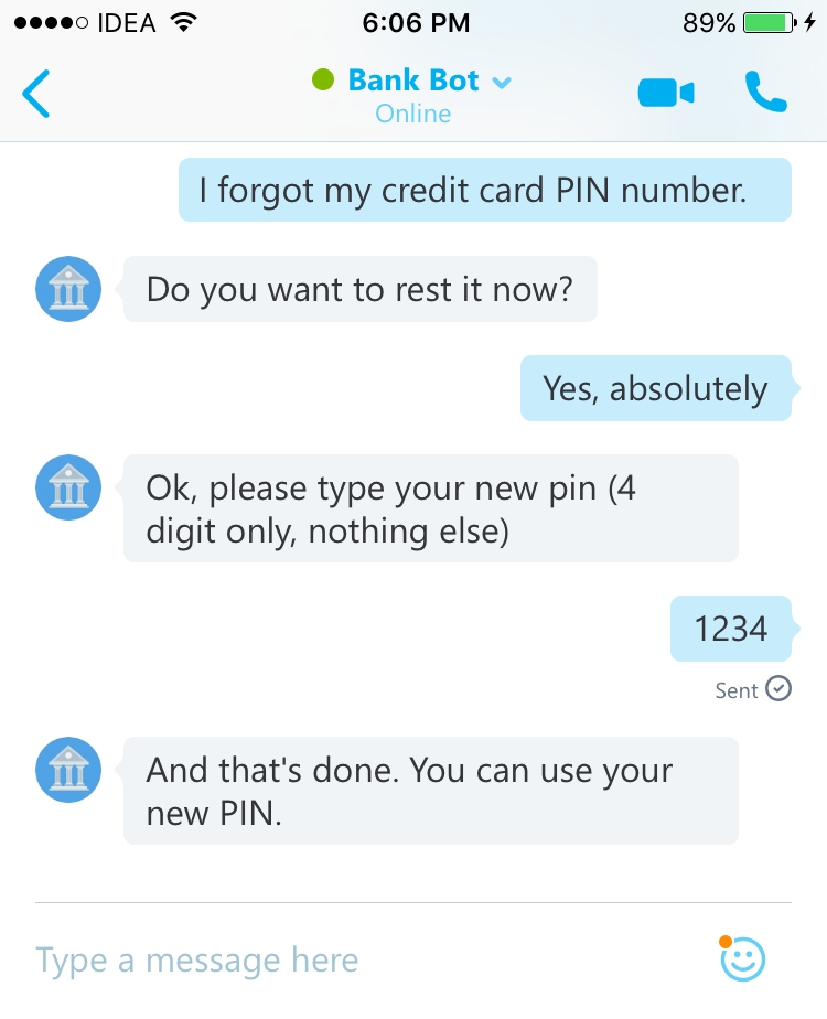 banking bot customer support