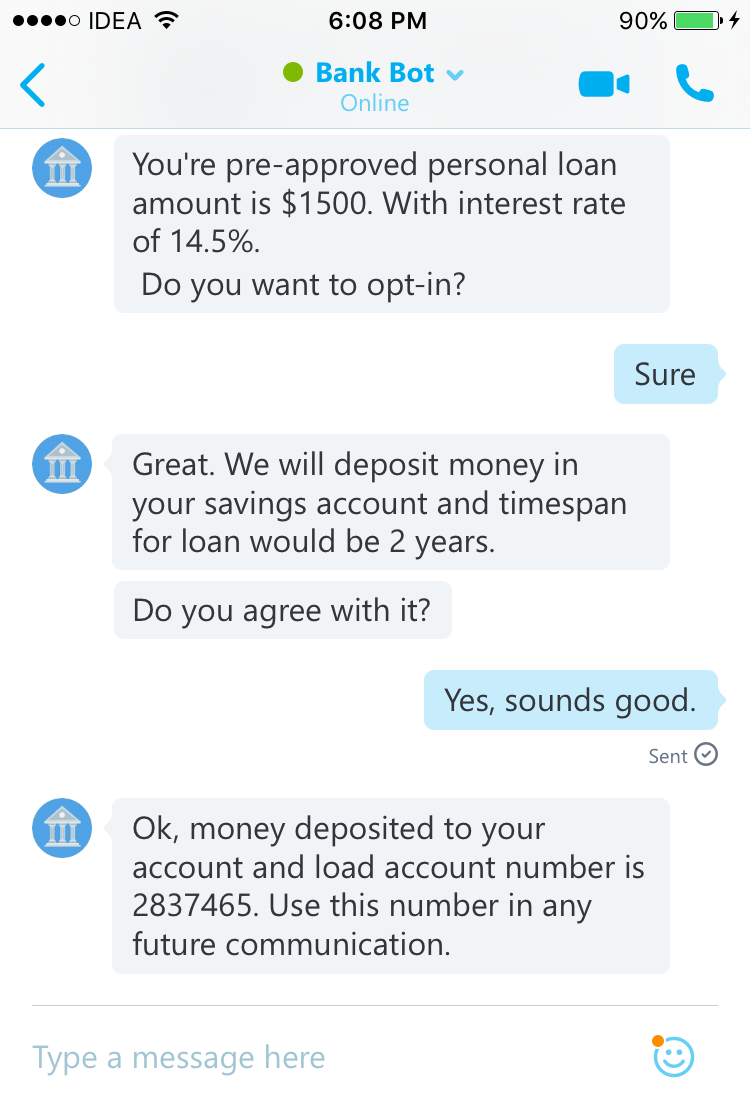 banking bot offers
