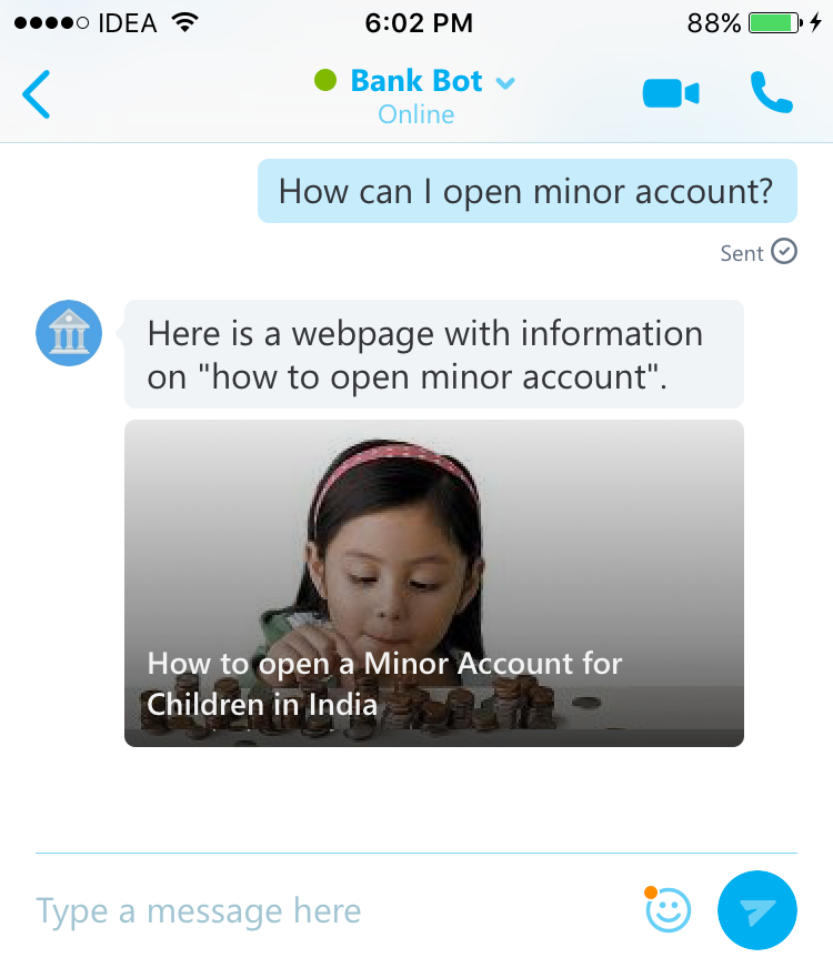 banking bot search and faq
